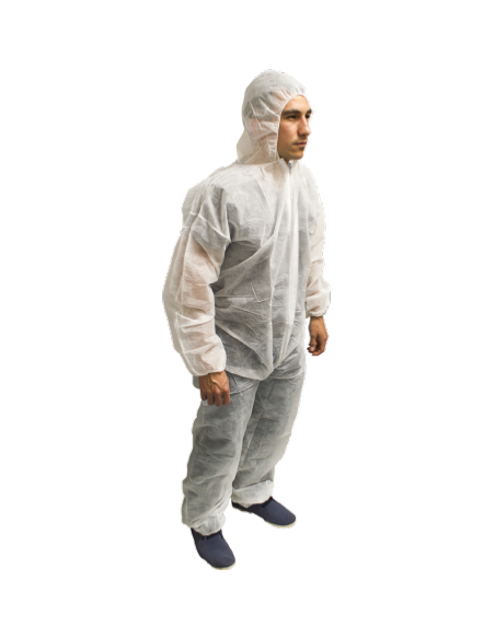 Combinaison blanche à capuche avec Surchaussures - Non tissé - Taille unique (XL)