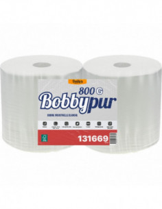 Bobine industrielle d'essuyage 800 formats Bobbypur 800gr...