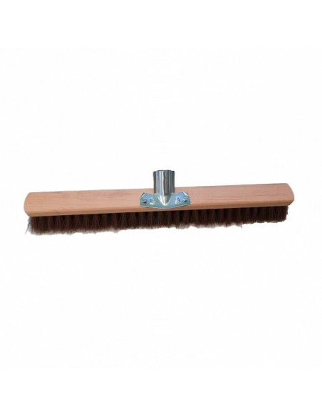 Balai coco synthétique 60 cm - Support bois - douille métal inclinée