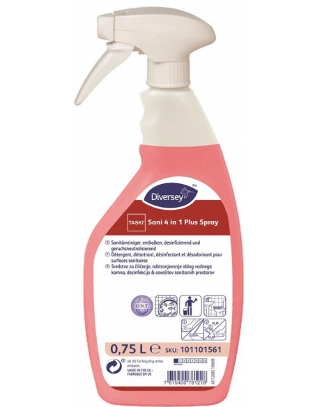 Détergent détartrant désinfectant désodorisant sanitaires - TASKI SANI 4 EN 1-  Spray 750ml