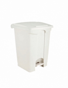 Poubelle blanche à pédale plastique 50L - Couvercle à...