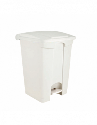 Poubelle blanche à pédale plastique 50L -...