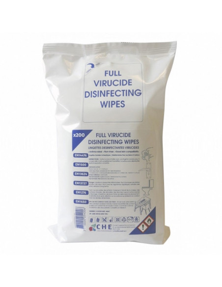 Lingettes désinfectantes virucides mains et surfaces - Sachet de 200