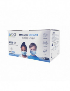 Masque enfant chirurgical 3 plis type I - bleu - boîte de 50