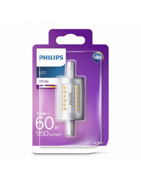 Lampe LED Crayon variateur R7s 78mm - 7.5-60W - PHILIPS - 3000K
