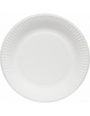 Assiette blanche en carton 100% biodégradable -...