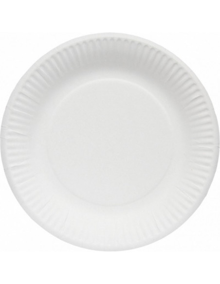 Assiette blanche en carton 100% biodégradable - Diamètre 18cm - Colis de 1000