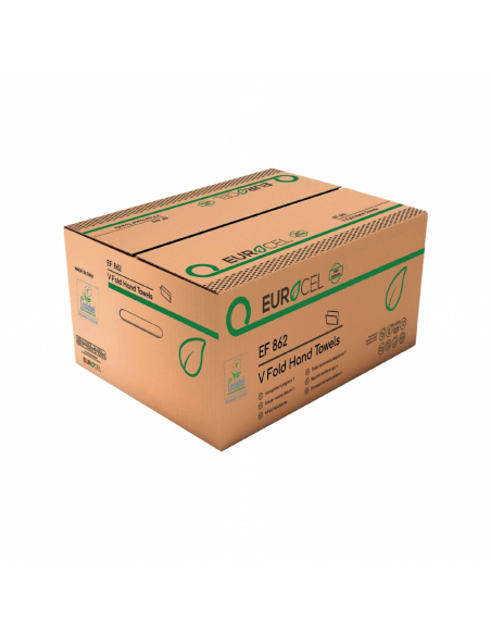 Essuie-tout en V - 2 plis gaufrés - Recyclé Marron - Carton de 3000 feuilles