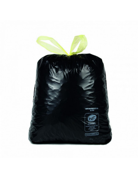 Sac Poubelle 50L - NF liens coulissants - 28 microns - Carton de 100 Sacs