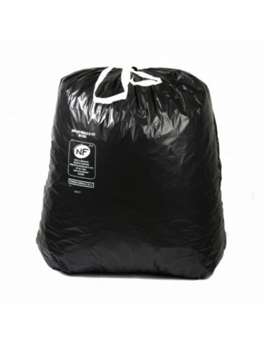 Sac Poubelle 100L Noir - NF liens coulissants -...