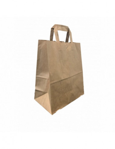 Sac cabas à poignées plates kraft brun - Carton...