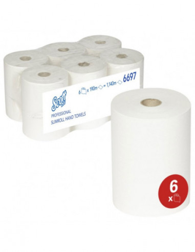 Essuie-mains Rouleau 190 m blanc - 1 pli -...