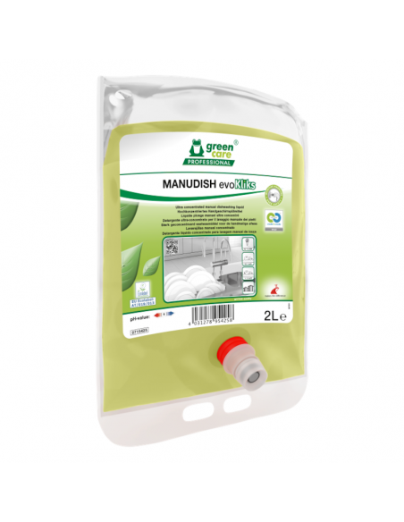 Liquide plonge manuel ultra concentré MANUDISH evoKLIKS - Carton de 2 poches 2l