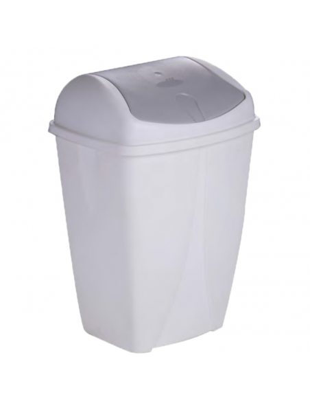 Poubelle Plastique couvercle basculant - Blanche - 10L