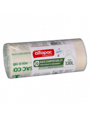 Sac Poubelle 130L Biodégradable sans liens - 45...