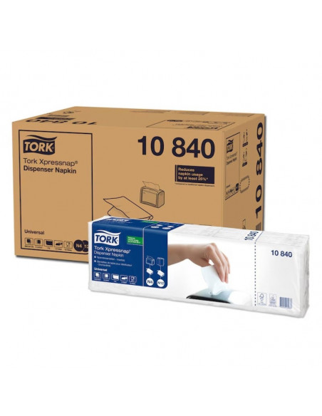 Serviettes enchevêtrées blanches écolabel N4 TORK Xpressnap - Carton de 9000F