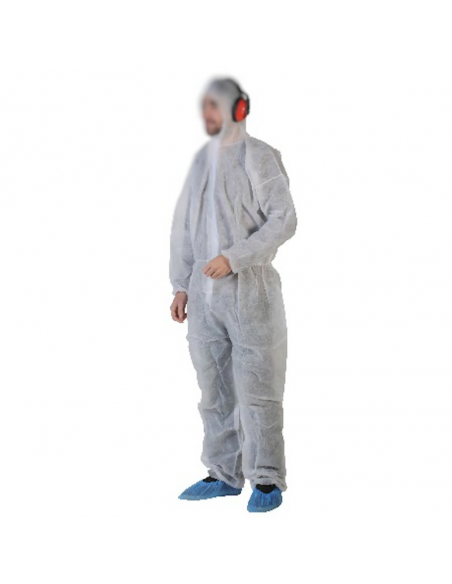 Combinaison à capuche à usage unique PLP Blanc (Taille XL à XXL) - Carton de 50