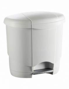 Poubelle plastique arrondie à pédale - Blanche - 4L