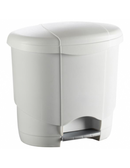 Poubelle plastique arrondie à pédale - Blanche - 4L