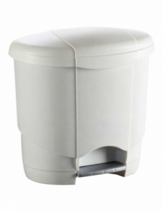 Poubelle plastique arrondie à pédale - Blanche - 12L