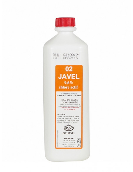 Javel liquide 9.6% en cruchon à vis de 250ml - Carton de 24