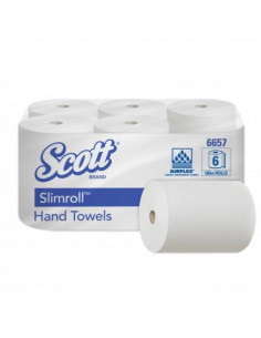 Essuie-mains 1 pli, blanc - SCOTT SLIMROLL ECOLABEL -...