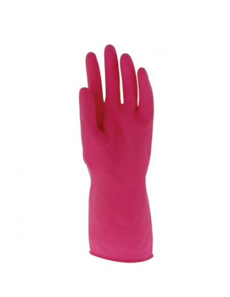 Gant ménage latex 30cm floqué coton rose - MAPA - 1 paire (S à XL)