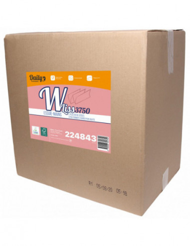 Essuie-mains pliés en W - 2 plis lisses - Pure...