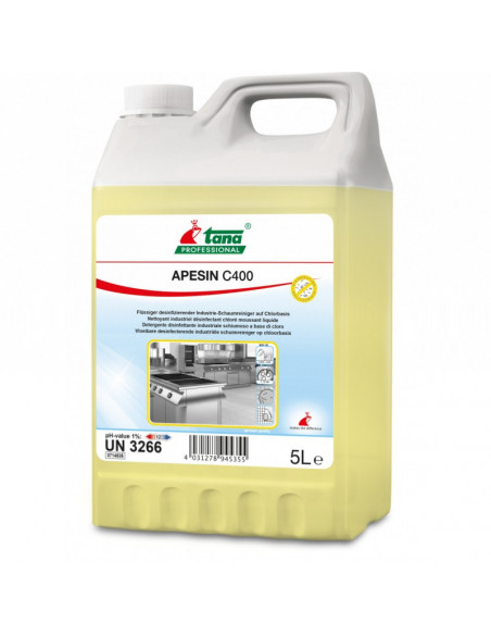 Nettoyant industriel désinfectant chloré alimentaire - APESIN - C400 - Bidon de 5L