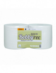 Bobine industrielle d'essuyage 800 formats recyclée blanc... 2