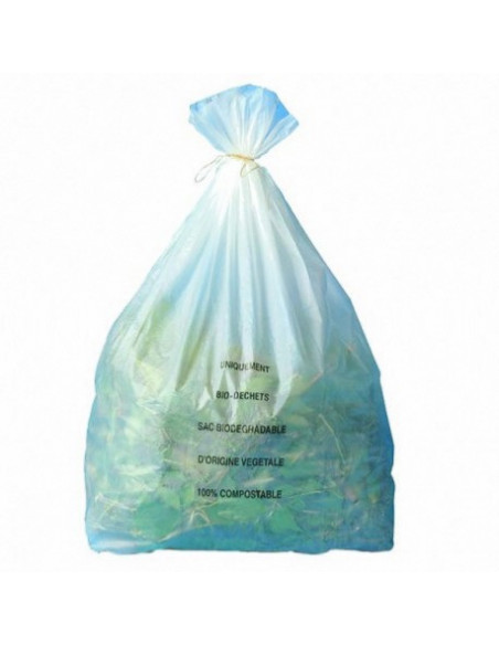 Sac Poubelle 110L 100% Biodégradable liens coulissants - 36 microns - Carton de 100 Sacs