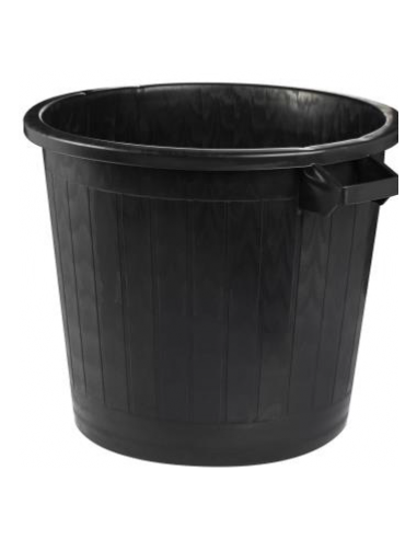 Poubelle basse ronde noire avec couvercle -...
