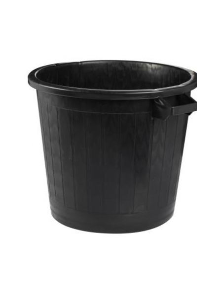 Poubelle basse ronde noire avec couvercle - extérieur ou jardin - 75L