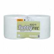 Bobine industrielle d'essuyage 800 formats recycle blanc 240m - 2 plis 22x30cm - Colis 2 bobines 