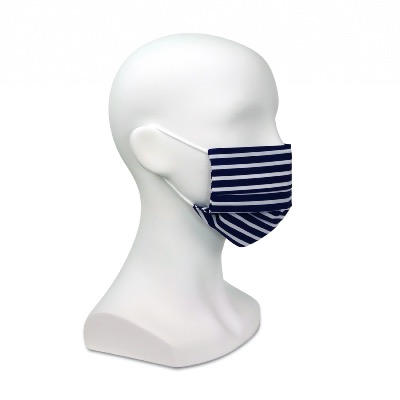 Masque en tissu - Motif rayés bleu marine - A l'unité 