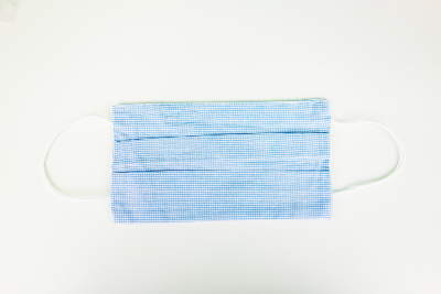 Masque en tissu - Motif vichy bleu - A l'unité 