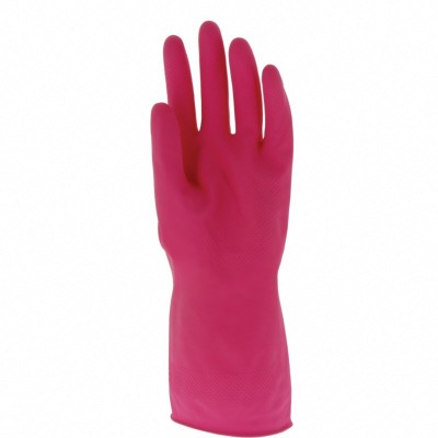 Gant ménage latex 30cm floqué coton rose - MAPA - 1 paire (Taille de 6 à 9)