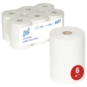 Essuie-mains Rouleau 190 m blanc - 1 pli - SCOTT SLIMROLL - Colis de 6 rouleaux