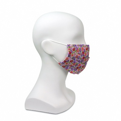 Masque en tissu - Motif fleuri violet - A l'unité 
