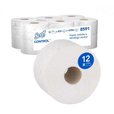 Papier Hygiénique Rouleau dévidage central - SCOTT CONTROL - Colis de 12 rouleaux