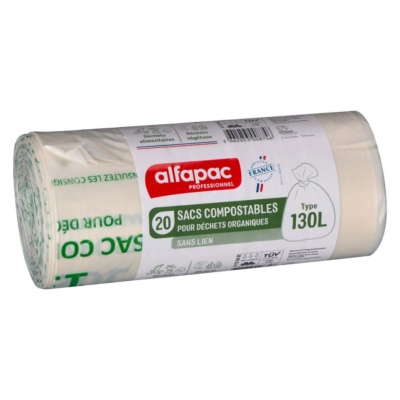 Sac Poubelle 130L Biodégradable sans liens - 45 microns - Carton de 100 Sacs