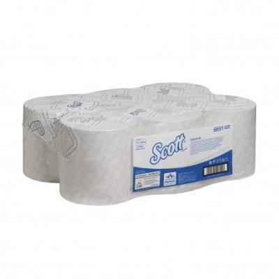 Essuie-mains 1 pli, ouate blanc - SCOTT ECOLABEL - 350m - Colis de 6 rouleaux