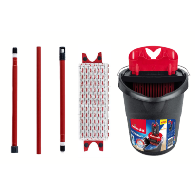 KIT ULTRAMAX 2 en 1 - Seau essoreur et balai à plat microfibre