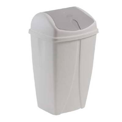 Poubelle plastique couvercle basculant - Blanche - 25L