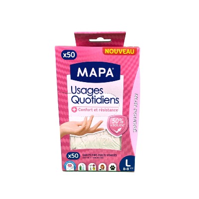 Gant nitrile usages quotidiens sans latex non poudré - MAPA - Boîte de 50