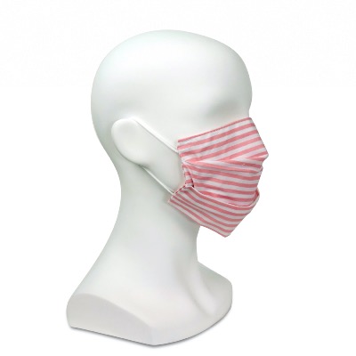 Masque en tissu - Motif rayés rose - A l'unité 