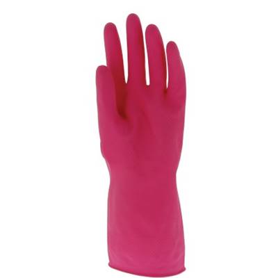 Gant ménage latex 30cm floqué coton rose - MAPA - 1 paire (S à XL) 