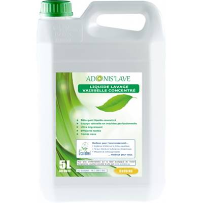 Liquide vaisselle concentré machine ECOLABEL - ADONIS' LAVE - Bidon de 5l