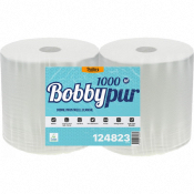 Bobine industrielle d'essuyage 1000 formats pure ouate blanc Ecolabel 2 plis 23.5x30.5cm - Colis de 2 bobines