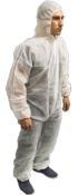Combinaison blanche à capuche avec Surchaussures - Non tissé - Taille unique (XL) 